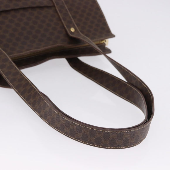 CELINE Macadam Shoulder Bag PVC Leather Brown Gold Tone Auth ka5329A