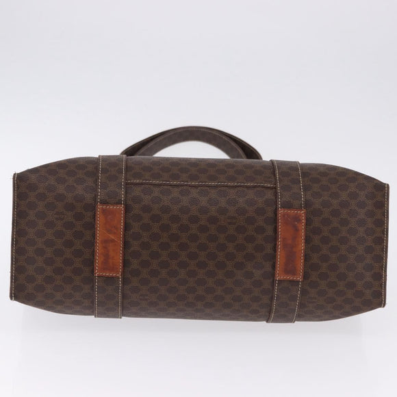 CELINE Macadam Shoulder Bag PVC Leather Brown Gold Tone Auth ka5329A