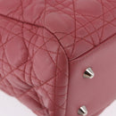 Christian Dior Canage Hand Bag Lamb Skin Pink Silver Auth ka5330V-10
