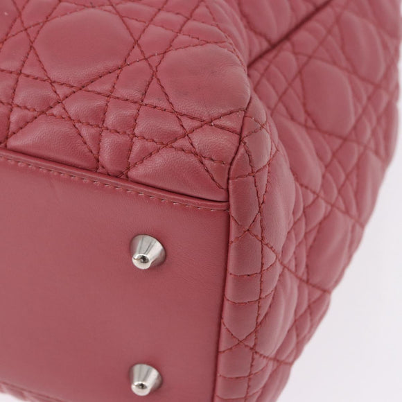 Christian Dior Canage Hand Bag Lamb Skin Pink Silver Auth ka5330V
