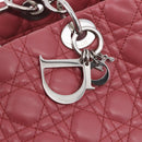 Christian Dior Canage Hand Bag Lamb Skin Pink Silver Auth ka5330V-14