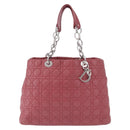 Christian Dior Canage Hand Bag Lamb Skin Pink Silver Auth ka5330V-2