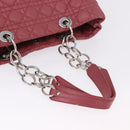 Christian Dior Canage Hand Bag Lamb Skin Pink Silver Auth ka5330V-7