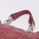 Christian Dior Canage Hand Bag Lamb Skin Pink Silver Auth ka5330V-8