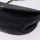 BALLY Chain Shoulder Bag Leather Black Gold Tone Auth ka5331-14