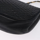 BALLY Chain Shoulder Bag Leather Black Gold Tone Auth ka5331-16