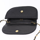 BALLY Chain Shoulder Bag Leather Black Gold Tone Auth ka5331-10