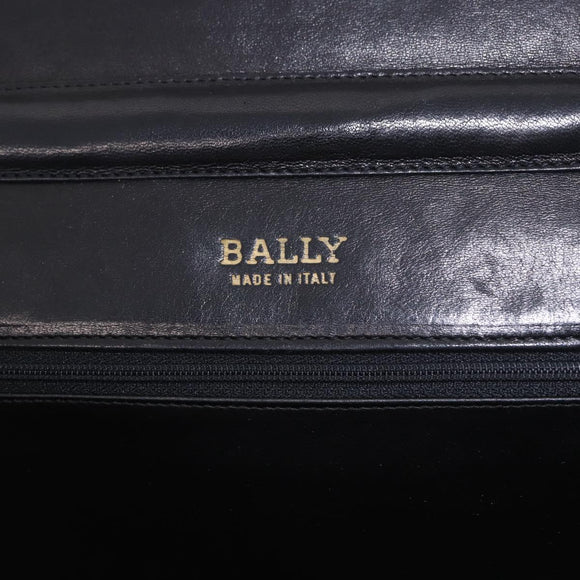 BALLY Chain Shoulder Bag Leather Black Gold Tone Auth ka5331