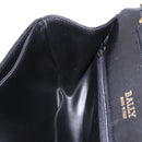 BALLY Chain Shoulder Bag Leather Black Gold Tone Auth ka5331-19