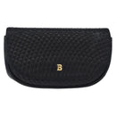 BALLY Chain Shoulder Bag Leather Black Gold Tone Auth ka5331-13