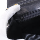 BALLY Chain Shoulder Bag Leather Black Gold Tone Auth ka5331-22