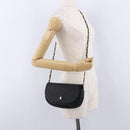 BALLY Chain Shoulder Bag Leather Black Gold Tone Auth ka5331-23