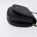BALLY Chain Shoulder Bag Leather Black Gold Tone Auth ka5331-3