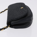 BALLY Chain Shoulder Bag Leather Black Gold Tone Auth ka5331-4