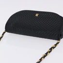 BALLY Chain Shoulder Bag Leather Black Gold Tone Auth ka5331-6