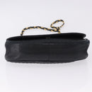BALLY Chain Shoulder Bag Leather Black Gold Tone Auth ka5331-5