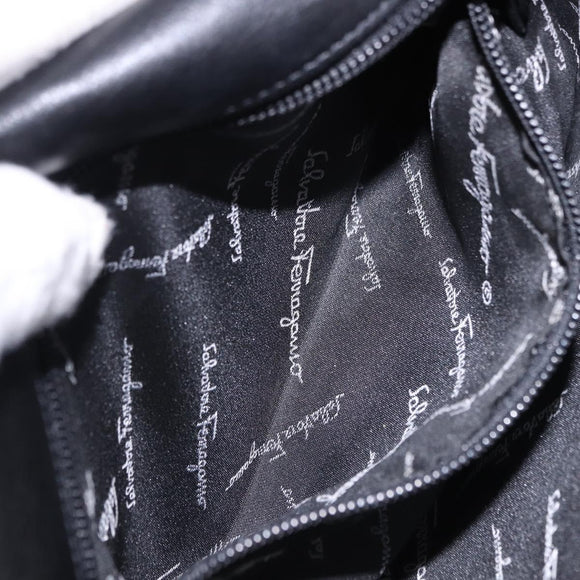 Salvatore Ferragamo Gancini Shoulder Bag Leather Black Silver Auth ka5332V