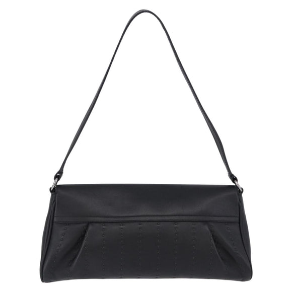 Salvatore Ferragamo Gancini Shoulder Bag Leather Black Silver Auth ka5332V