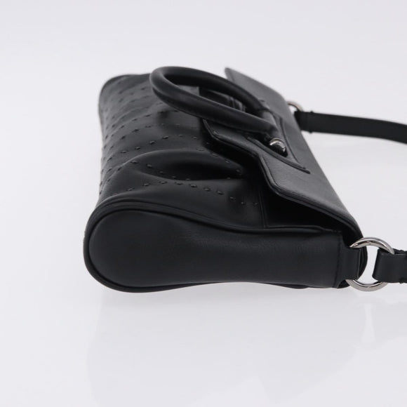 Salvatore Ferragamo Gancini Shoulder Bag Leather Black Silver Auth ka5332V