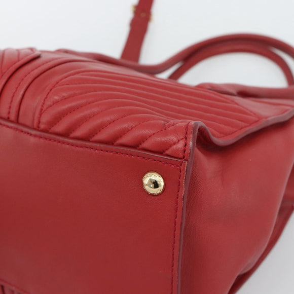 Miu Miu Tote Bag Leather 2way Red Gold Tone Auth ka5333V