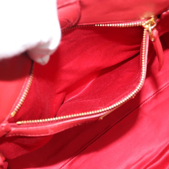 Miu Miu Tote Bag Leather 2way Red Gold Tone Auth ka5333V