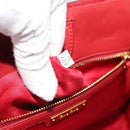 Miu Miu Tote Bag Leather 2way Red Gold Tone Auth ka5333V-12