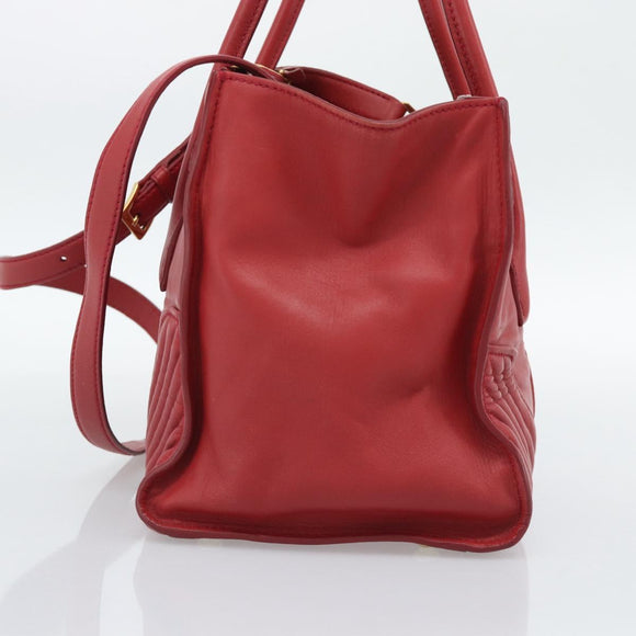 Miu Miu Tote Bag Leather 2way Red Gold Tone Auth ka5333V