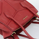 Miu Miu Tote Bag Leather 2way Red Gold Tone Auth ka5333V-6