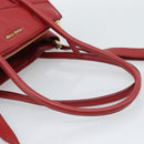 Miu Miu Tote Bag Leather 2way Red Gold Tone Auth ka5333V-7