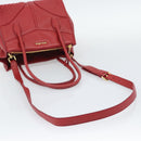 Miu Miu Tote Bag Leather 2way Red Gold Tone Auth ka5333V-9