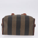 FENDI Pecan Hand Bag PVC Leather 2way Black Brown Auth ka5337A-12