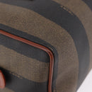 FENDI Pecan Hand Bag PVC Leather 2way Black Brown Auth ka5337A-13