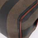 FENDI Pecan Hand Bag PVC Leather 2way Black Brown Auth ka5337A-16