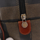 FENDI Pecan Hand Bag PVC Leather 2way Black Brown Auth ka5337A-17