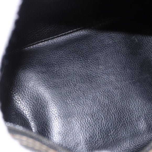 FENDI Pecan Hand Bag PVC Leather 2way Black Brown Auth ka5337A