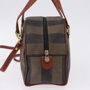 FENDI Pecan Hand Bag PVC Leather 2way Black Brown Auth ka5337A-5