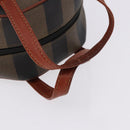 FENDI Pecan Hand Bag PVC Leather 2way Black Brown Auth ka5337A-7