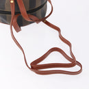 FENDI Pecan Hand Bag PVC Leather 2way Black Brown Auth ka5337A-9