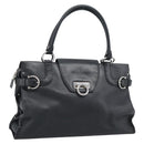 Salvatore Ferragamo Gancini Tote Bag Leather Black Silver Auth ka5338A-1