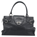 Salvatore Ferragamo Gancini Tote Bag Leather Black Silver Auth ka5338A-2