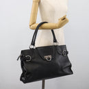 Salvatore Ferragamo Gancini Tote Bag Leather Black Silver Auth ka5338A-22