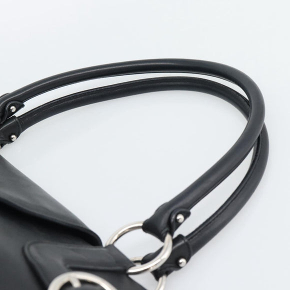 Salvatore Ferragamo Gancini Tote Bag Leather Black Silver Auth ka5338A