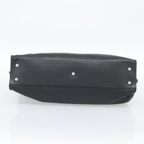 Salvatore Ferragamo Gancini Tote Bag Leather Black Silver Auth ka5338A