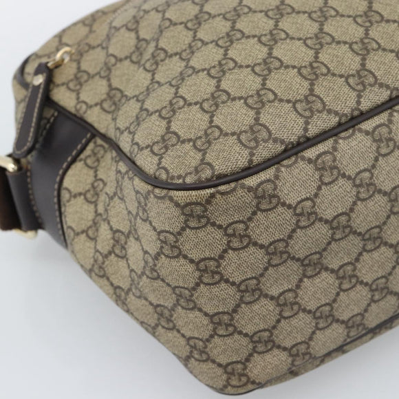 GUCCI GG Supreme Shoulder Bag PVC Leather Beige Gold Tone 211107 Auth ka5339