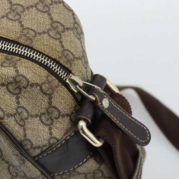 GUCCI GG Supreme Shoulder Bag PVC Leather Beige Gold Tone 211107 Auth ka5339