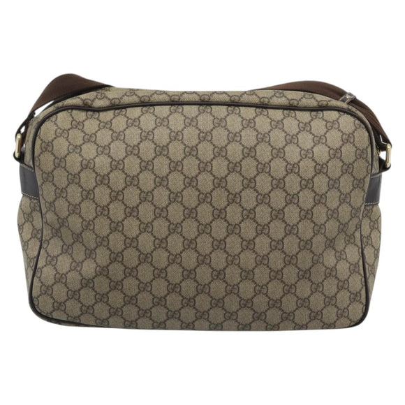 GUCCI GG Supreme Shoulder Bag PVC Leather Beige Gold Tone 211107 Auth ka5339