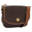 CELINE Macadam Shoulder Bag PVC Leather Brown Gold Tone Auth ka5340-1