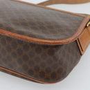 CELINE Macadam Shoulder Bag PVC Leather Brown Gold Tone Auth ka5340-12
