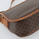 CELINE Macadam Shoulder Bag PVC Leather Brown Gold Tone Auth ka5340-13