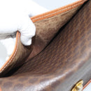 CELINE Macadam Shoulder Bag PVC Leather Brown Gold Tone Auth ka5340-22